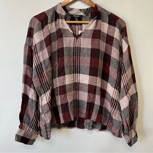 Madewell Highroad Schorr Plaid Popover Top NWT